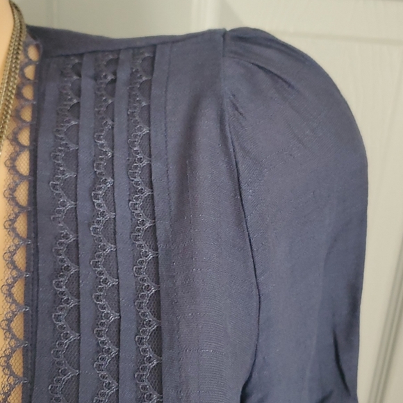 LAST ONE Spring 2021 Blue Lace V Neck Top - Picture 11 of 14